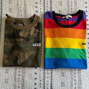 Two Women’s Vans rainbow T-shirt Pride Stripe Short Sleeve One Camo XL Run small